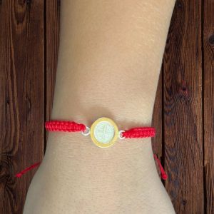 Manilla con moneda de San Benito en Plata925 con oro18k,pequeña