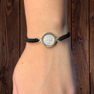 Manilla con moneda de San Benito en Plata925 con oro18k, intermedia