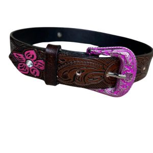 Girls' Genuine Leather Western Floral Belt