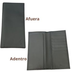 Billetera Larga de Piel Polo Negra