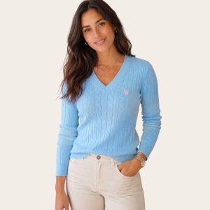 Cable Knit V-Neck Sweater