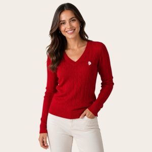 Cable Knit V-neck sweater