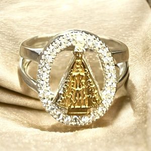 Anillo Nossa Senhora Aparecida de Plata 925 con lámina de Oro 18K