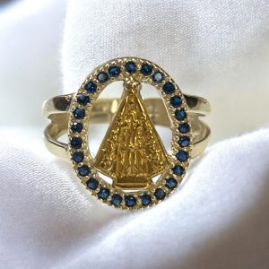 Anillo Nossa Senhora Aparecida Plata 925 con chapa de Oro 18k