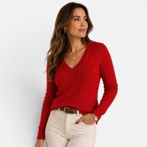 Cable Knit V- neck sweater